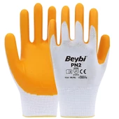 Beybi Pn2 Nitril Poli Beyaz Sarı Eldiven 10 - 1