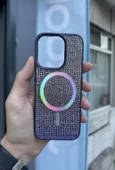 İphone 15 Kılıf Diamont MagSafe Hologramlı Kapak - 4
