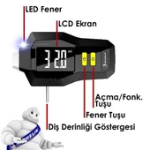 Michelin 12293 99PSI Dijital Lastik Basınç ve Derinlik Ölçer - 5