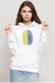 Sarı Lacivert Parmak İzi Beyaz Kadın 3ip Kapşonlu Sweatshirt thumbnail 1