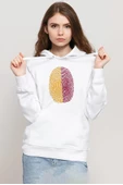 Sarı Kırmızı Parmak İzi Beyaz Kadın 3ip Kapşonlu Sweatshirt thumbnail 1
