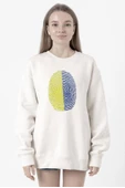 Sarı Lacivert Parmak İzi Beyaz Kadın 2ip Sweatshirt thumbnail 1