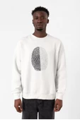 Siyah Beyaz Parmak İzi Beyaz Erkek 2ip Sweatshirt thumbnail 1
