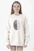 Siyah Beyaz Parmak İzi Beyaz Kadın 2ip Sweatshirt thumbnail 1