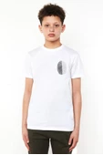 Siyah Beyaz Parmak İzi Beyaz Çocuk Bisikletyaka Tshirt - 1