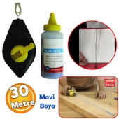 Plastik Hazneli Boyalı Çırpı Çizim İpi İnşaat Marangoz İp 30 Metre Mavi Tebeşir Boya - 1