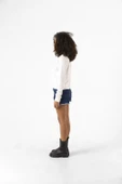 Bordo Mavi Parmak İzi Ekru Ekstra Uzunkol Sweatshirt - 2