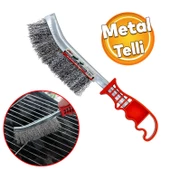 Plastik Saplı Metal Tel Fırça Kir Pas Mangal Barbekü Izgara Çok Amaçlı Temizleme Fırçası 30 mm thumbnail 1