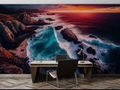 Deniz ve Günbatımı Manzaralı Duvar Kağıdı Baskı thumbnail 3