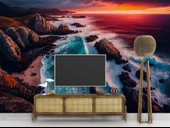 Deniz ve Günbatımı Manzaralı Duvar Kağıdı Baskı thumbnail 2