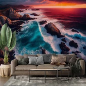 Deniz ve Günbatımı Manzaralı Duvar Kağıdı Baskı thumbnail 1