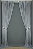 İP MODEL GRİ ÇİFT RENK İP PERDE 180 Cm En 280 cm Boy  2 mm şeritler halinde hazır ip perde - 6