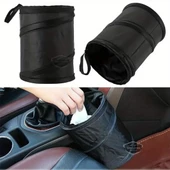 Araç İçi Çöp Kovası Katlanabilir Portatif Taşınabilir Küllük Araba Çöp Kutusu Oto Organizer Fonksiyonel Mini Depolama Saklama Kutusu Düzenleyici Siyah - 9