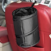 Araç İçi Çöp Kovası Katlanabilir Portatif Taşınabilir Küllük Araba Çöp Kutusu Oto Organizer Fonksiyonel Mini Depolama Saklama Kutusu Düzenleyici Siyah - 8