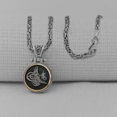 Osmanlı Tuğralı Ortası Dönen 925 Ayar Gümüş Kolye thumbnail 2
