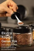 Etiketli 12 Adet Kapağı Kendinden Kaşıklı Baharatlık Seti Kısa - 2