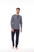 Pijadore 1535 Erkek Lacivert Uzun Kollu Pijama Takım - 1