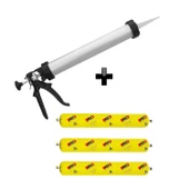 Sosis PU Silikon Mastik Gri Renk 600 ml Güçlü Yapıştırıcı Sızdırmaz Yalıtım Tabancalı 4'lü Set - 5