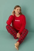 Gd Goldoremi 50802-2 Büyük Beden Kadın Honey Milan Kumaş Pijama Takım - 6
