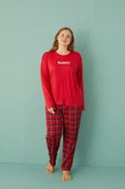 Gd Goldoremi 50802-2 Büyük Beden Kadın Honey Milan Kumaş Pijama Takım - 3