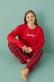 Gd Goldoremi 50802-2 Büyük Beden Kadın Honey Milan Kumaş Pijama Takım - 4