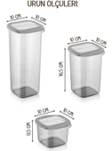 Etiketli Kare Erzak Saklama Kabı 12'li Set 4x(0,55 Litre, 1,2 Litre, 1,75 Litre) Antrasit - 2