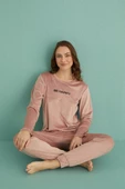 Gd Goldoremi 13165-9 Kadın Be Happy Kadife Manşetli Pijama Takım - 7