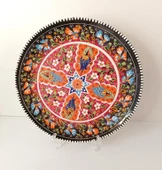Çini El Yapımı Kabartma Etnik Çiçek Lale Desen Seramik Çini Tabak 27 cm 17158 - 1