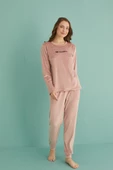 Gd Goldoremi 13165-9 Kadın Be Happy Kadife Manşetli Pijama Takım - 2