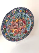 Çini El Yapımı Kabartma Etnik Balık Desen Seramik Çini Tabak 30 cm - 3