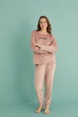 Gd Goldoremi 13165-9 Kadın Be Happy Kadife Manşetli Pijama Takım - 4