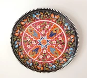Çini El Yapımı Kabartma Etnik Çiçek Lale Desen Seramik Çini Tabak 27 cm 17158 - 6