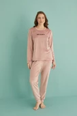 Gd Goldoremi 13165-9 Kadın Be Happy Kadife Manşetli Pijama Takım - 1