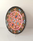 Çini El Yapımı Kabartma Etnik Çiçek Lale Desen Seramik Çini Tabak 27 cm 17158 - 3