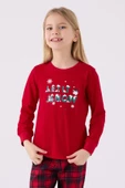 Arnetta 3105 Noel Let İt Snow Kız Çocuk Kırmızı Uzun Kol Pijama Takım - 3