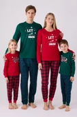 Arnetta 3105 Noel Let İt Snow Kız Çocuk Kırmızı Uzun Kol Pijama Takım - 7
