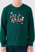 Arnetta 3131 Noel Let İt Snow Erkek Çocuk Yeşil Uzun Kol Pijama Takım - 4