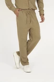 Jakar Kutu Desenli Baggy Eşofman Pantolon - Kahverengi - 5