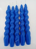 qosrix 5'li Mavi Italyan Burgulu Şamdan Soya Mumu Doğal Kokulu Uzun Çubuk Konik Burgu Spiral Mum Dekoratif thumbnail 1