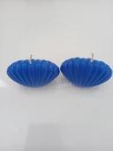 qosrix 2'li Mavi Mini Istiridye Deniz Kabuğu 1. Kalite Soya Doğal Vanilya Kokulu Mum Dekoratif thumbnail 2