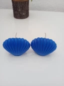 qosrix 2'li Mavi Mini Istiridye Deniz Kabuğu 1. Kalite Soya Doğal Vanilya Kokulu Mum Dekoratif thumbnail 1