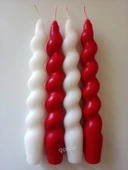 qosrix 4'lü Çok 4 Renkli Italyan Burgulu Şamdan Soya Mumu Doğal Kokulu Uzun Çubuk Konik Burgu Spiral Mum thumbnail 1