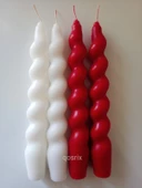 qosrix 4'lü Çok 4 Renkli Italyan Burgulu Şamdan Soya Mumu Doğal Kokulu Uzun Çubuk Konik Burgu Spiral Mum thumbnail 2