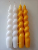 qosrix 4'lü Çok 4 Renkli Italyan Burgulu Şamdan Soya Mumu Doğal Kokulu Uzun Çubuk Konik Burgu Spiral Mum thumbnail 2