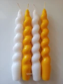 qosrix 4'lü Çok 4 Renkli Italyan Burgulu Şamdan Soya Mumu Doğal Kokulu Uzun Çubuk Konik Burgu Spiral Mum thumbnail 1