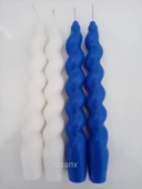 qosrix 4'lü Çok 4 Renkli Italyan Burgulu Şamdan Soya Mumu Doğal Kokulu Uzun Çubuk Konik Burgu Spiral Mum - 2