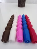 qosrix 5'li Çok 5 Renkli Italyan Burgulu Şamdan Soya Mumu Doğal Kokulu Çubuk Konik Burgu Spiral Mum Dekoratif - 2