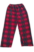 Unisex Polar Pijama Altı Termal Özellikli Kırmızı Ekose Desenli Ev Giyim Cepsiz - 1