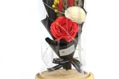 Fanus Gül 28/14cm Cam Fanus Led Işıklı Hediyelik - 2