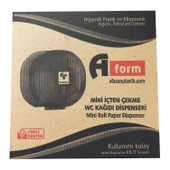 A Form KTA 109 Küçük İçten Çekme Cimri Tuvalet Kağıt Dispenseri Aparatı - Şeffaf Füme - Plastik thumbnail 3